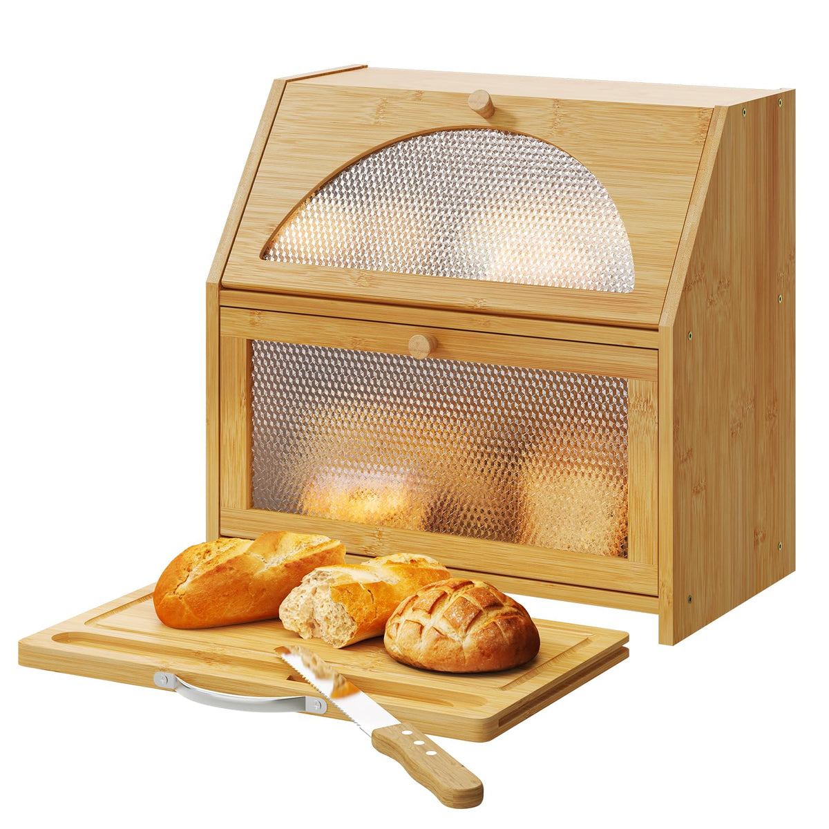 Bamboo Bread Box with Cutting Board