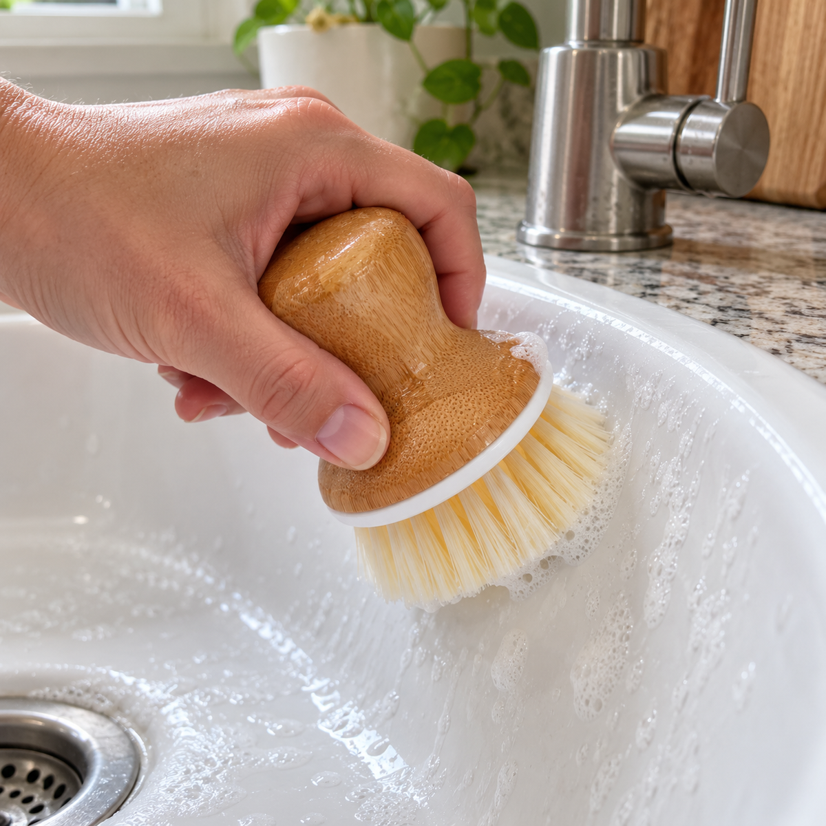 Bamboo Palm Dish Brush – Kitchen Scrubber