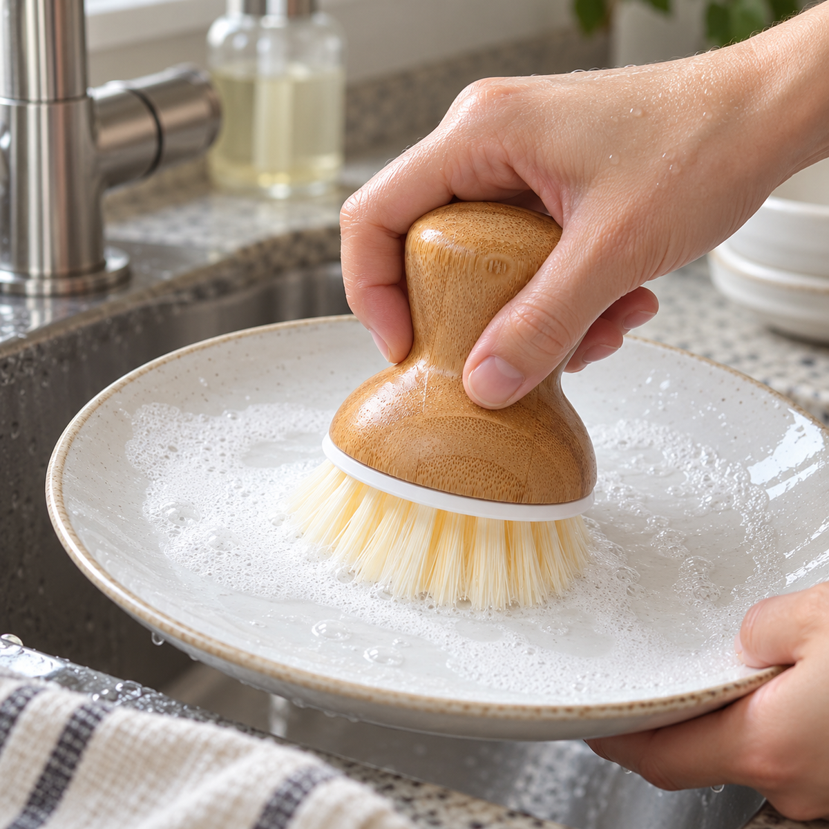 Bamboo Palm Dish Brush – Kitchen Scrubber