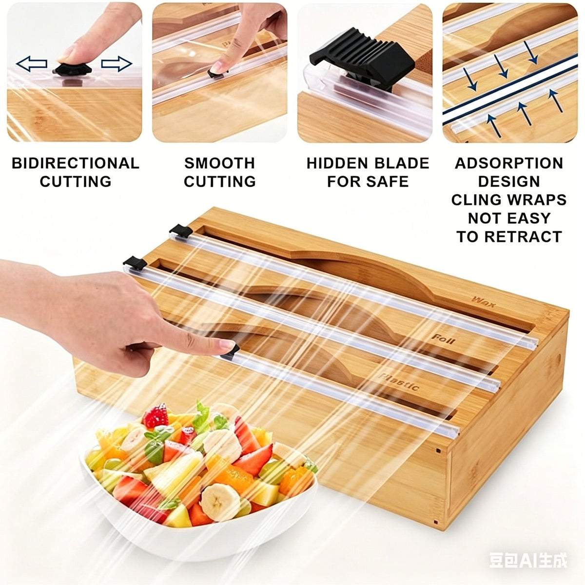Bamboo Wrap Dispenser with Cutter