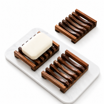 Bamboo soap dish with drainage for bathroom, kitchen and sauna