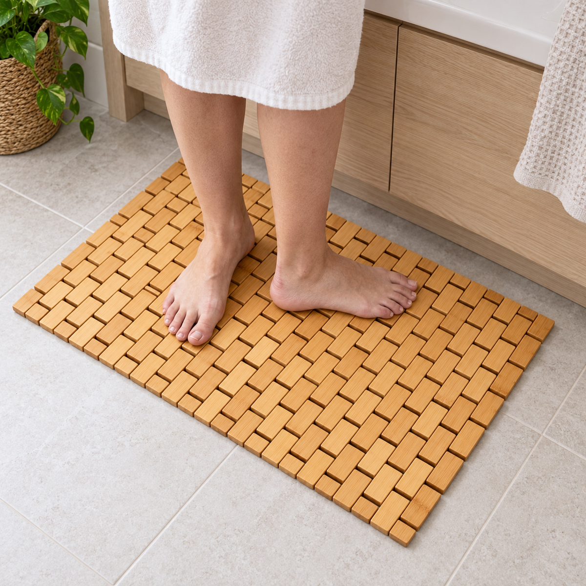 Bamboo Roll-Up Bath Mat