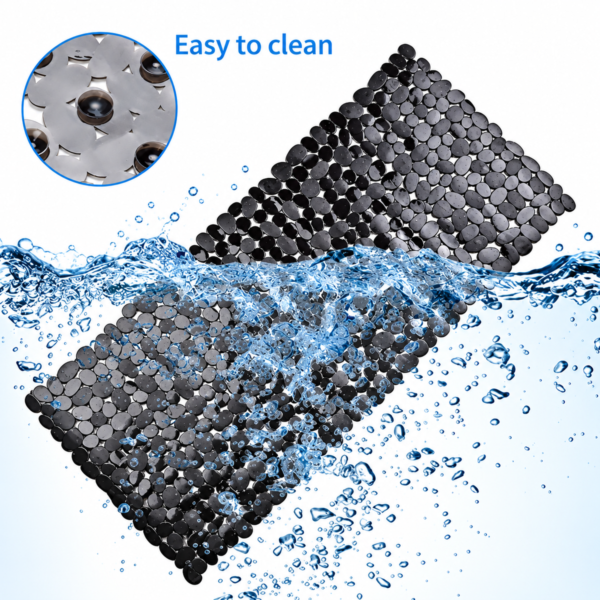 Black Pebble Bathtub Mat