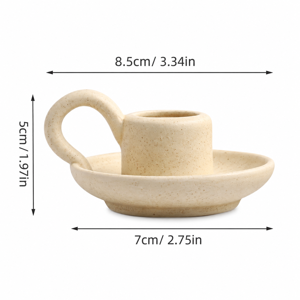 Ceramic Candle Holders - Beige Set of 2