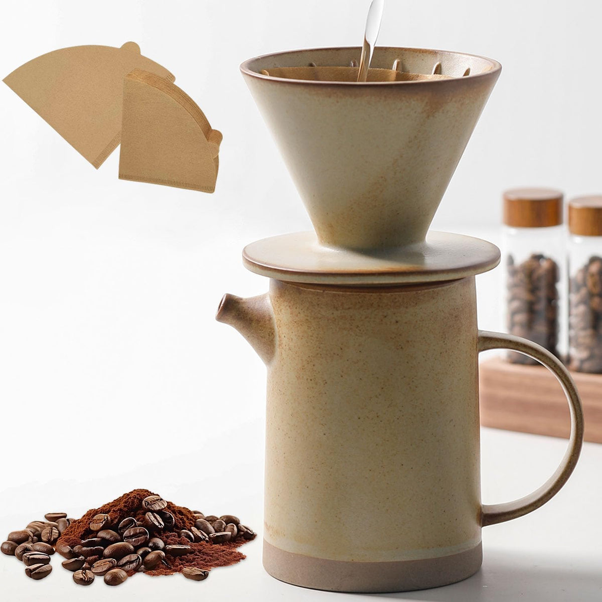 Ceramic Pour Over Coffee Set - Dripper & Mug