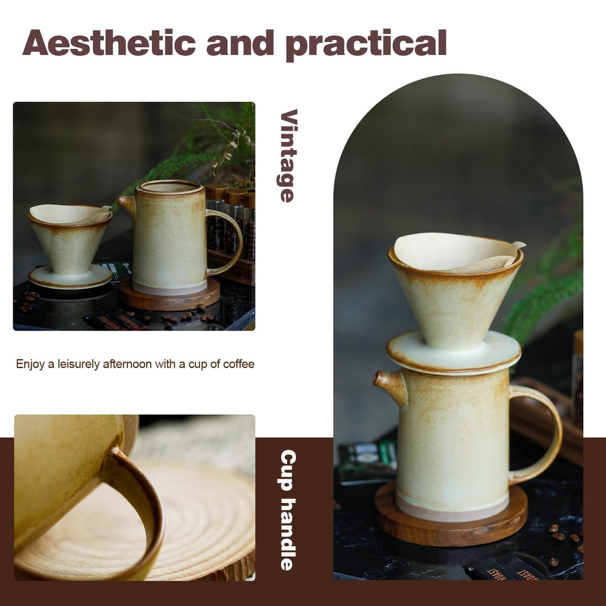 Ceramic Pour Over Coffee Set - Dripper & Mug