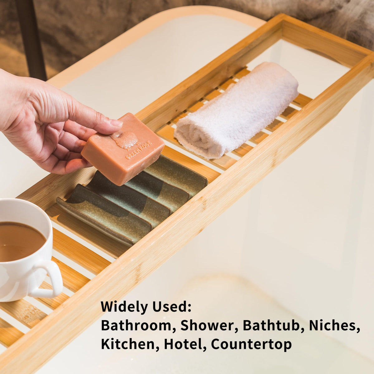 Ceramic Soap Dish - Grooved Drainage Design