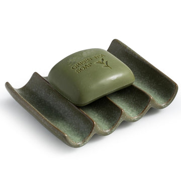 Ceramic Soap Dish - Grooved Drainage Design