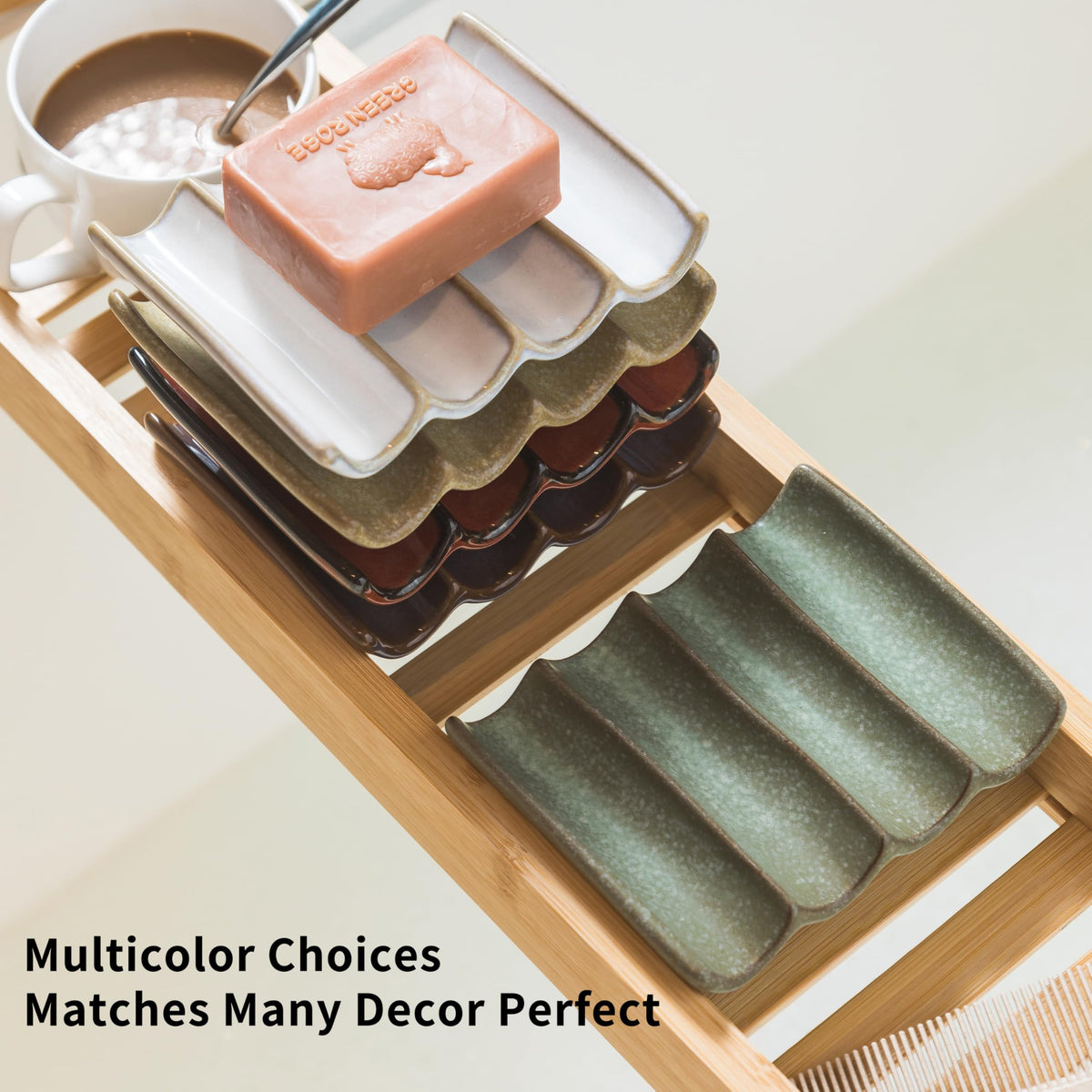 Ceramic Soap Dish - Grooved Drainage Design