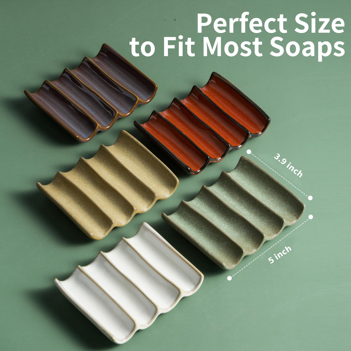 Ceramic Soap Dish - Grooved Drainage Design