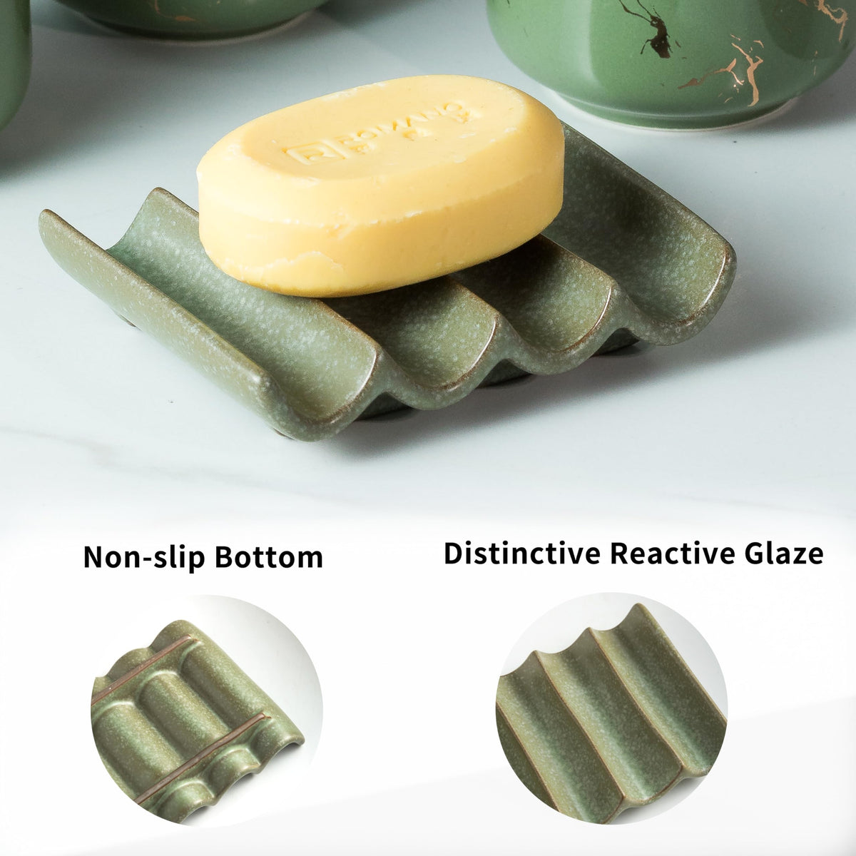 Ceramic Soap Dish - Grooved Drainage Design
