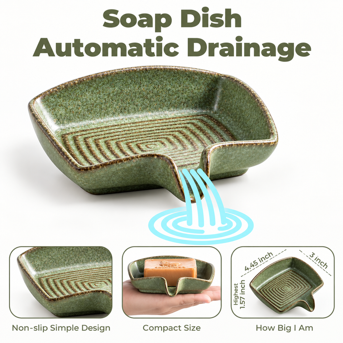 Ceramic Soap Dish - Waterfall Drainage Design