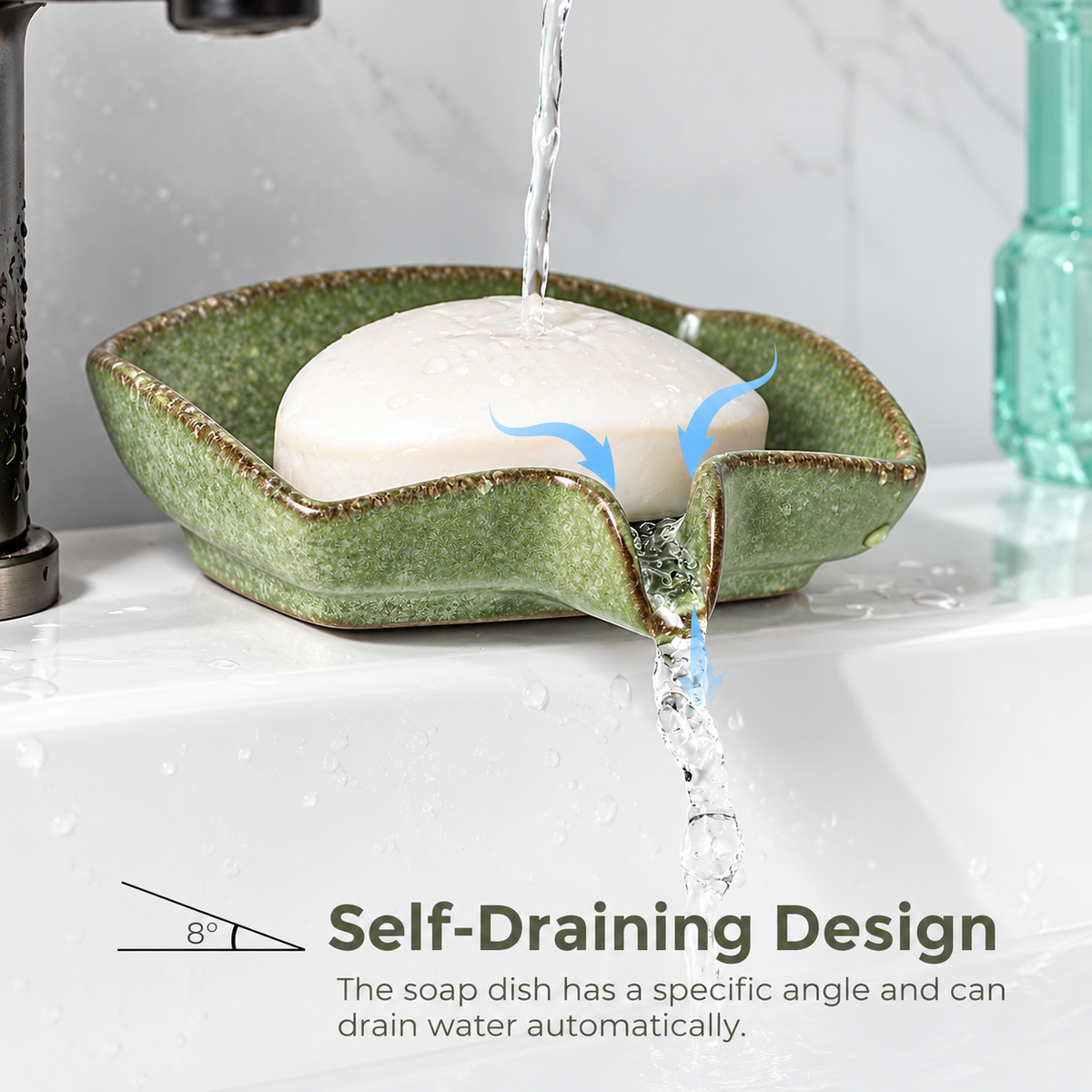 Ceramic Soap Dish - Waterfall Drainage Design