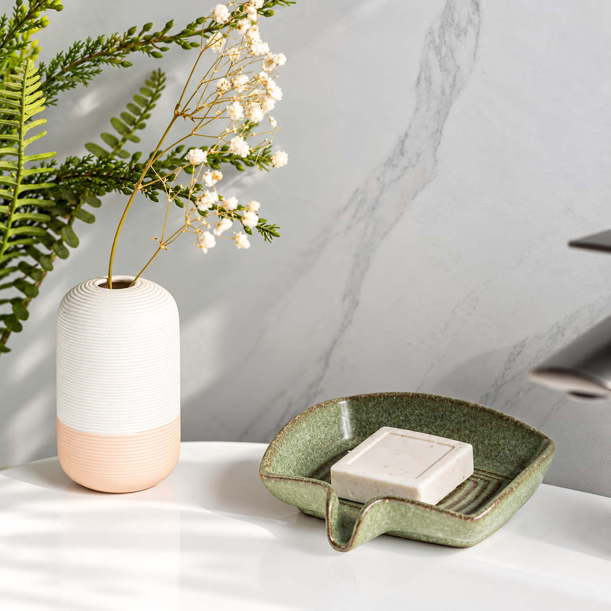Ceramic Soap Dish - Waterfall Drainage Design