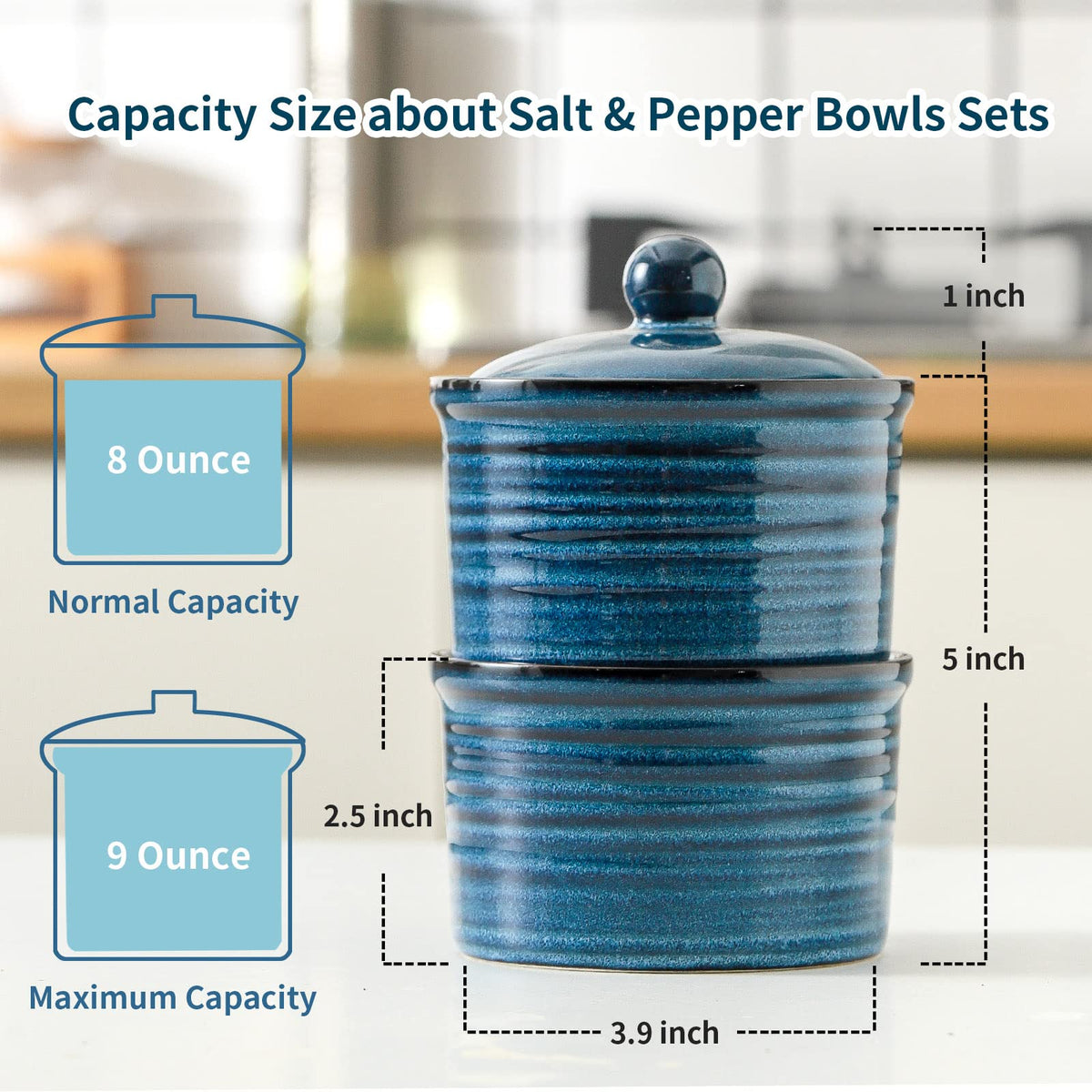 Ceramic Stacking Salt Cellar Set - 2-Piece Lidded Design
