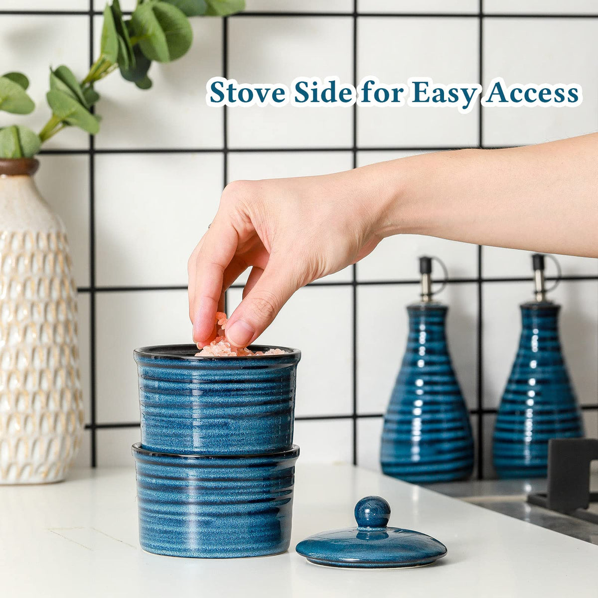 Ceramic Stacking Salt Cellar Set - 2-Piece Lidded Design