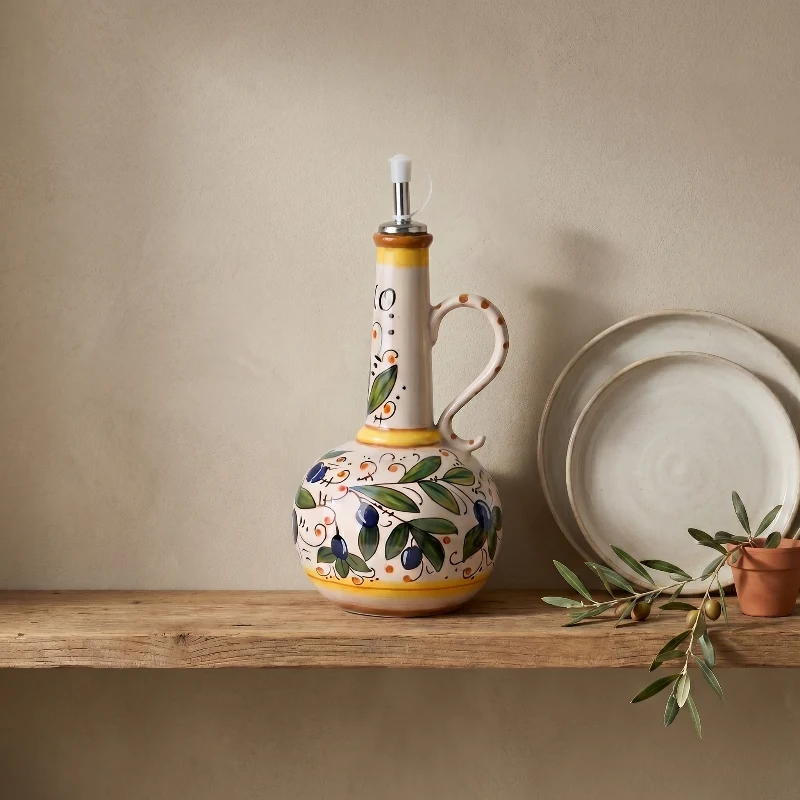 Ceramic Olive Oil Bottle - Mediterranean Design