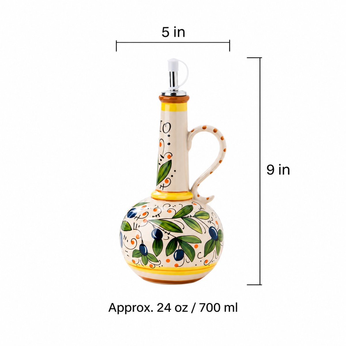 Ceramic Olive Oil Bottle - Mediterranean Design