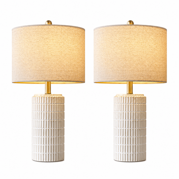 Fabric Shade Ceramic Table Lamps Set of 2