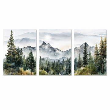 Mountain Forest Canvas Wall Art Set of 3