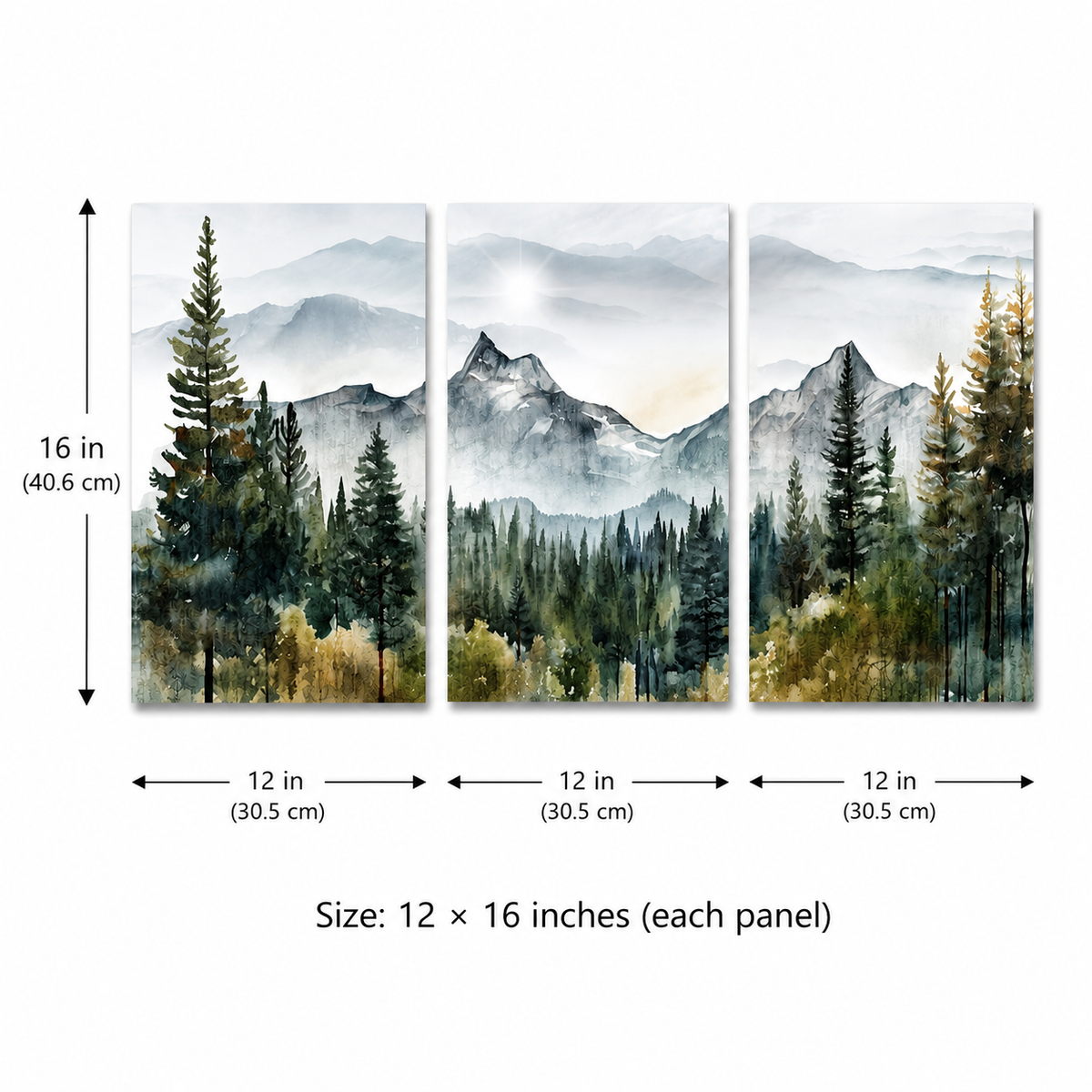 Mountain Forest Canvas Wall Art Set of 3