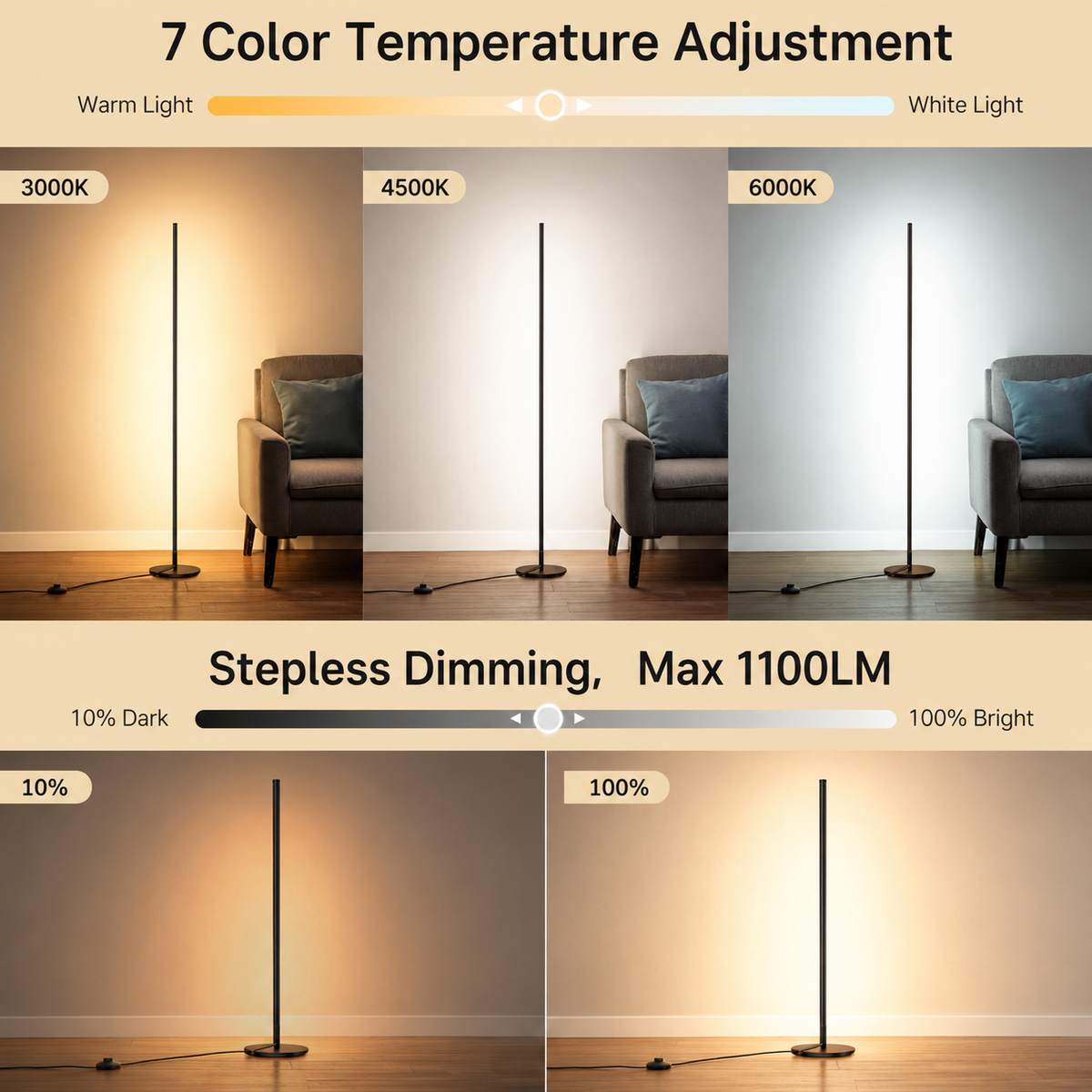 LED Light Bar Floor Lamp