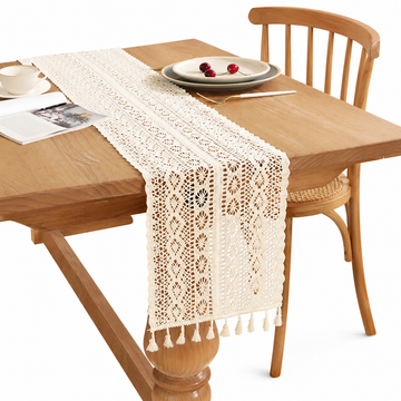 Bohemian Crochet Table Runner - Tassel Lace