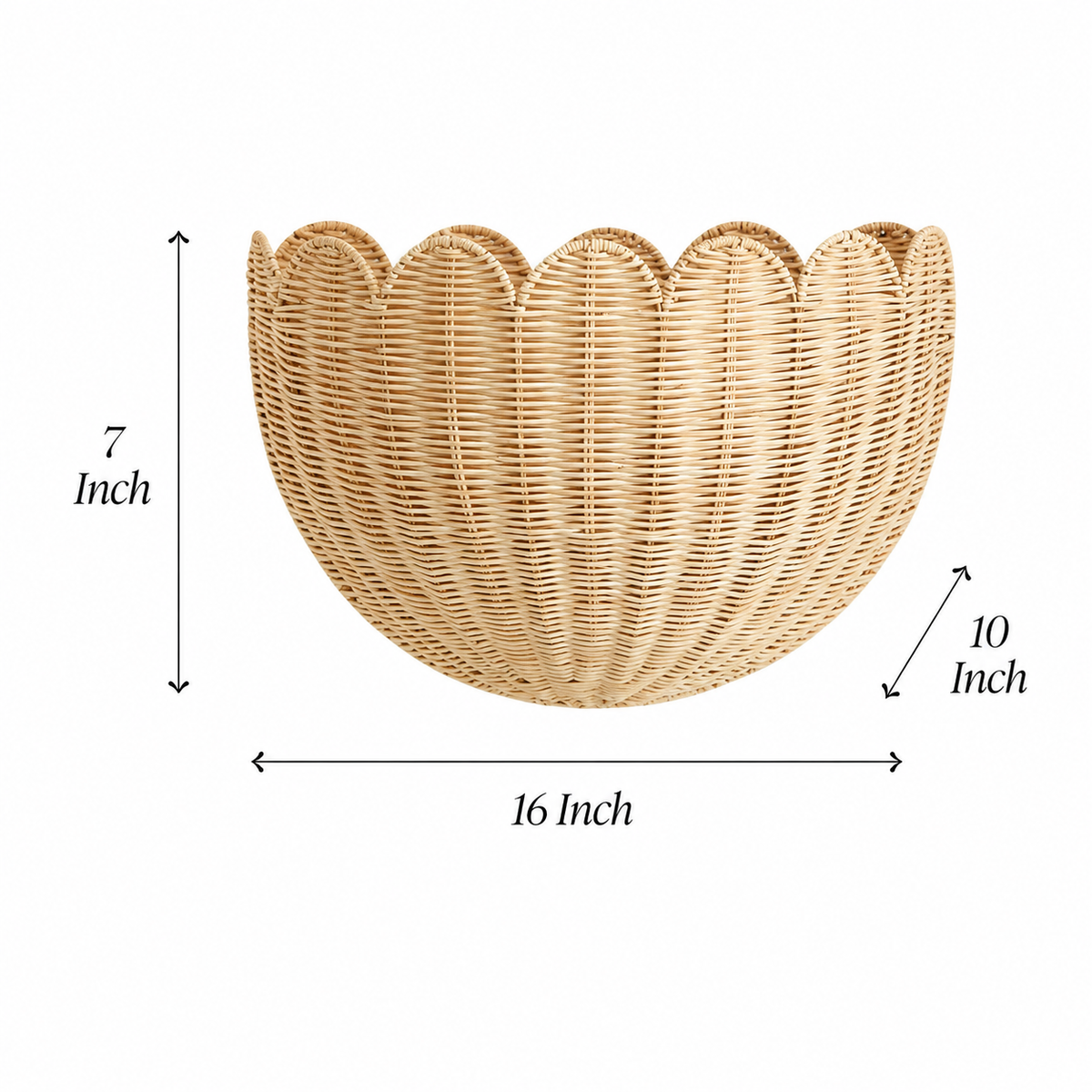 Scalloped Wicker Wall Basket - Handwoven Storage