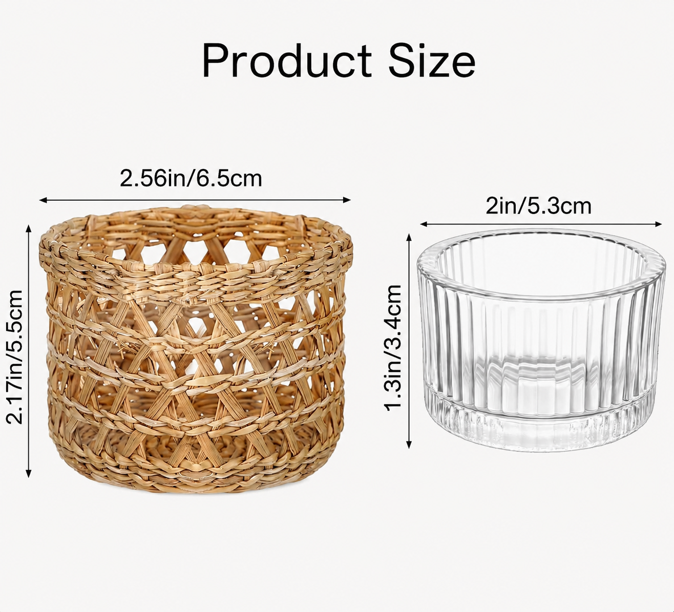 Woven Rattan Candle Holder Set