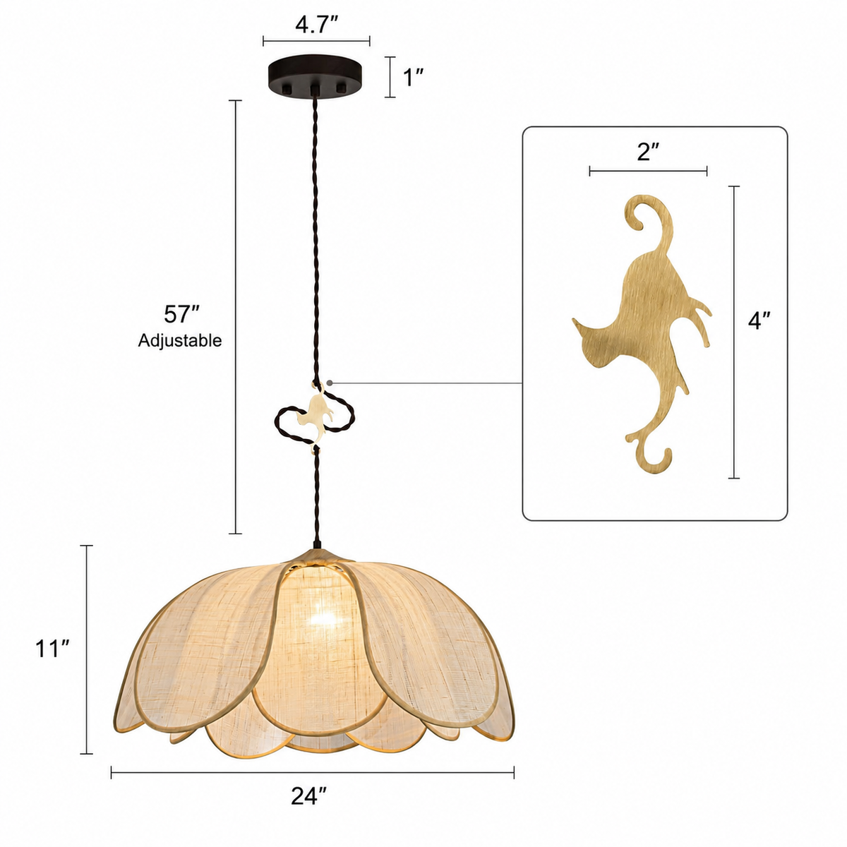 Lotus Linen Pendant Light - Petal Shade