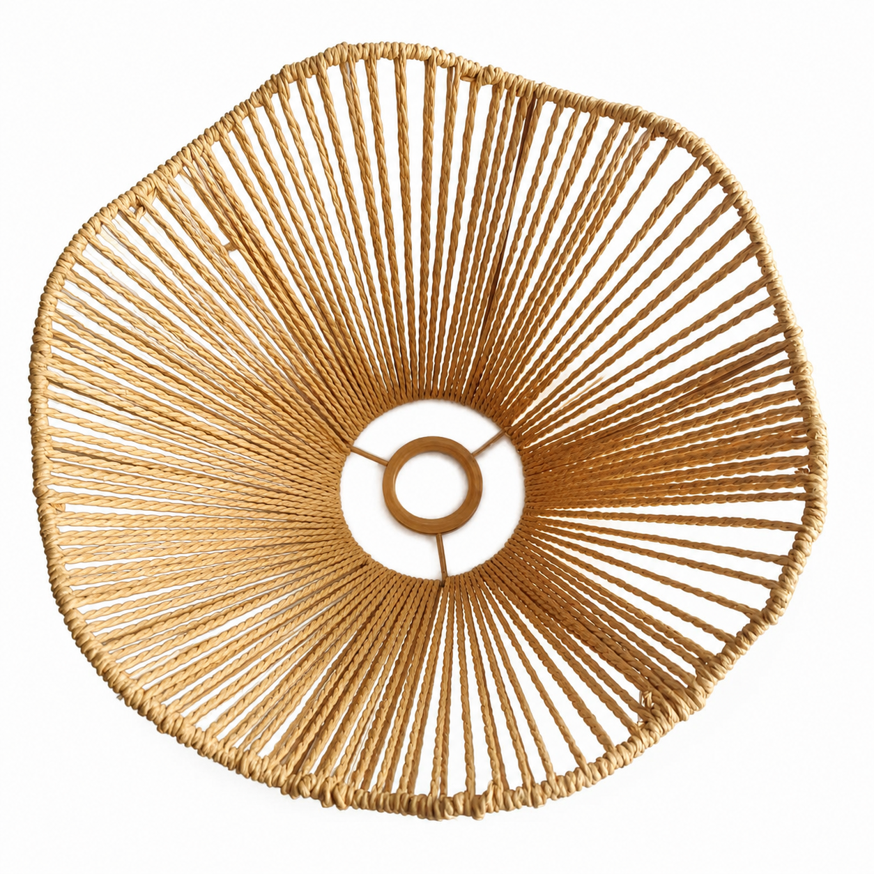 Boho Woven Rattan Pendant Light - Scalloped Shade
