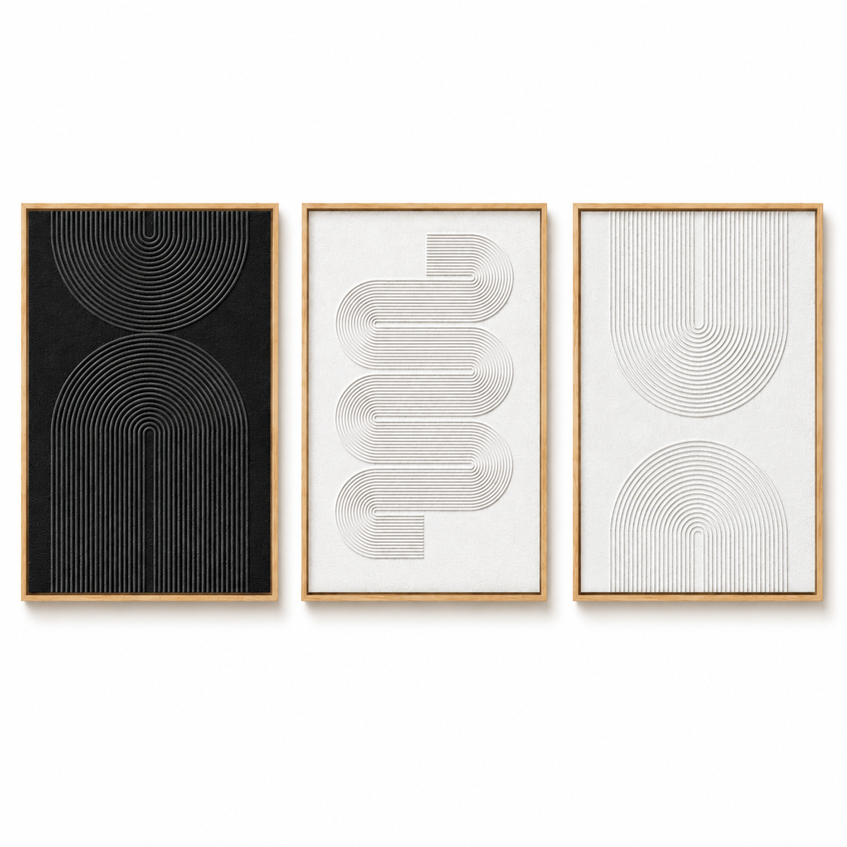 Neutral Geometric Canvas Wall Art - Set of 3