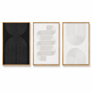 Neutral Geometric Canvas Wall Art - Set of 3