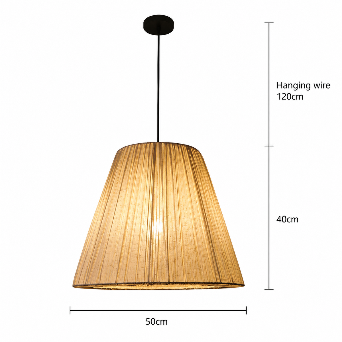 Japanese Linen Pendant Light - Pleated Fabric Shade