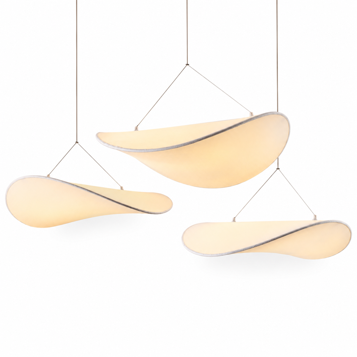 Sculptural Silk Pendant Light - Adjustable Hanging