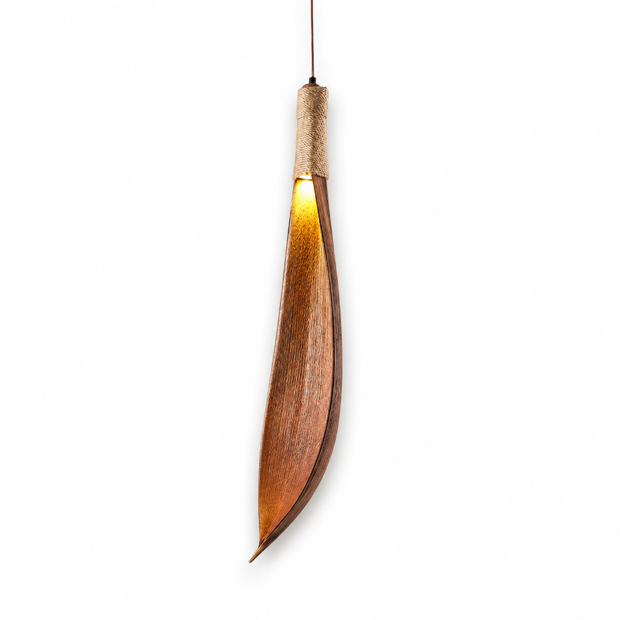 Japanese Wooden Leaf Pendant Light - Adjustable Hanging Lamp