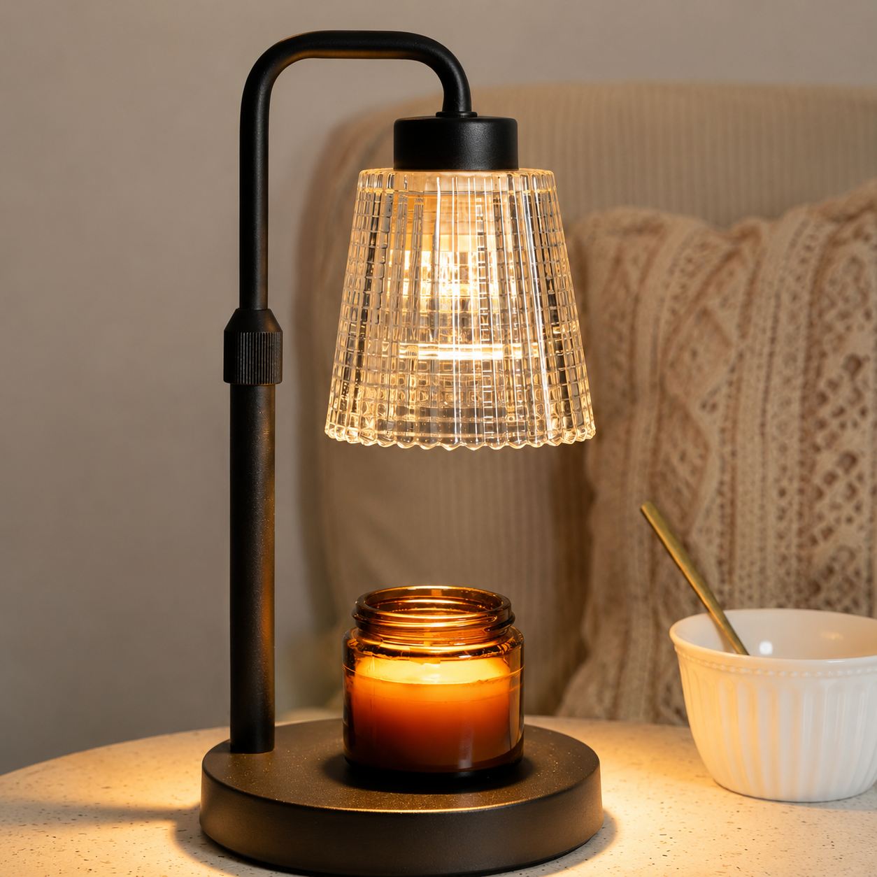 Glass Shade Candle Warmer Lamp