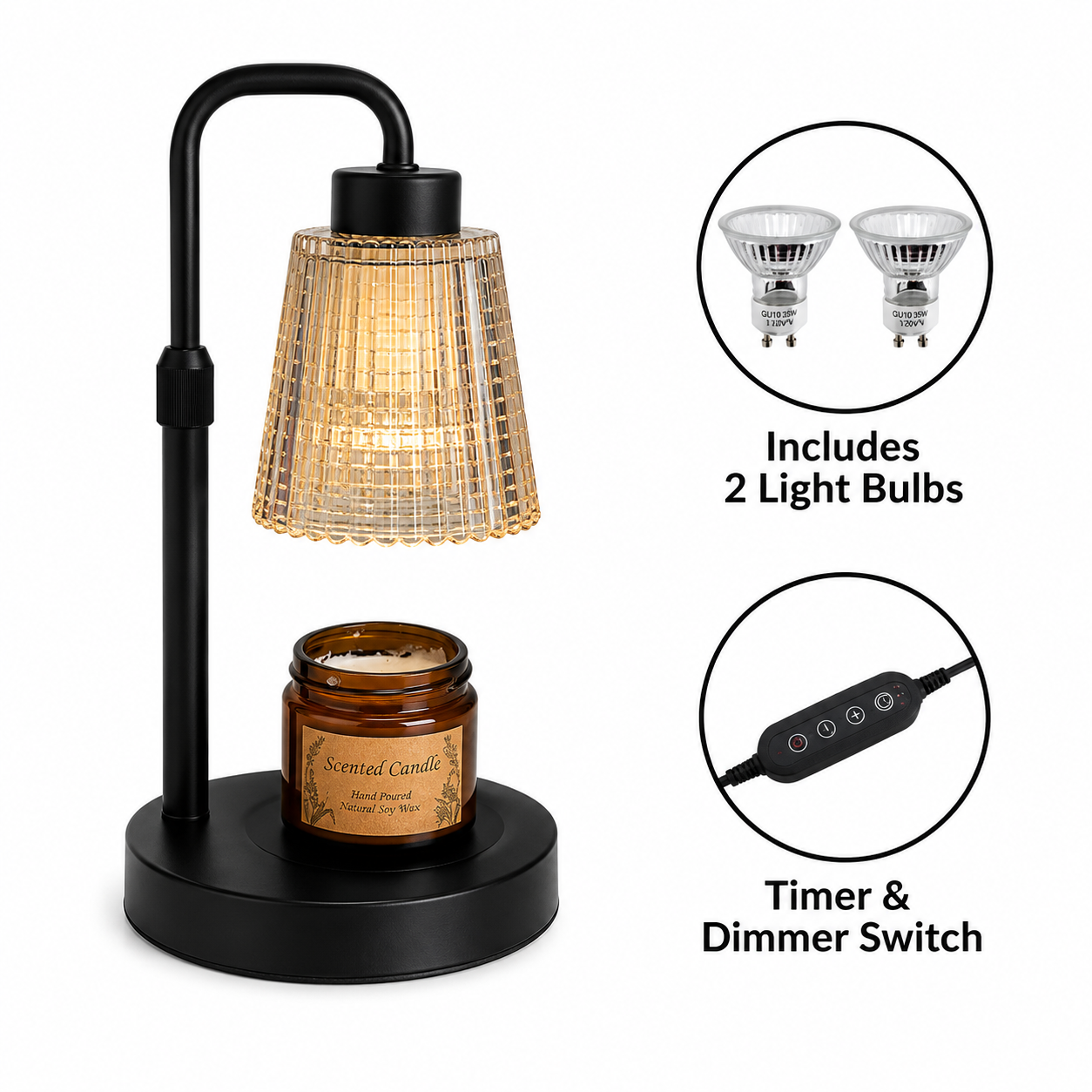 Glass Shade Candle Warmer Lamp