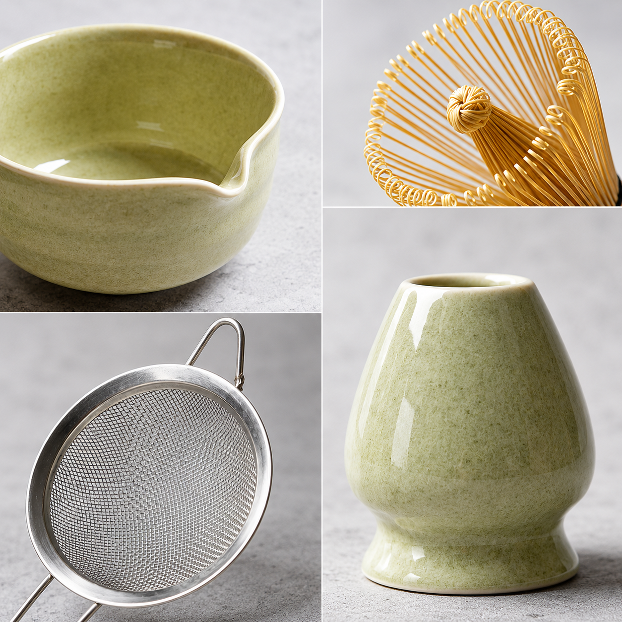 Matcha Tea Set 6-Piece – Ceramic Bowl Bamboo Whisk Tea Kit