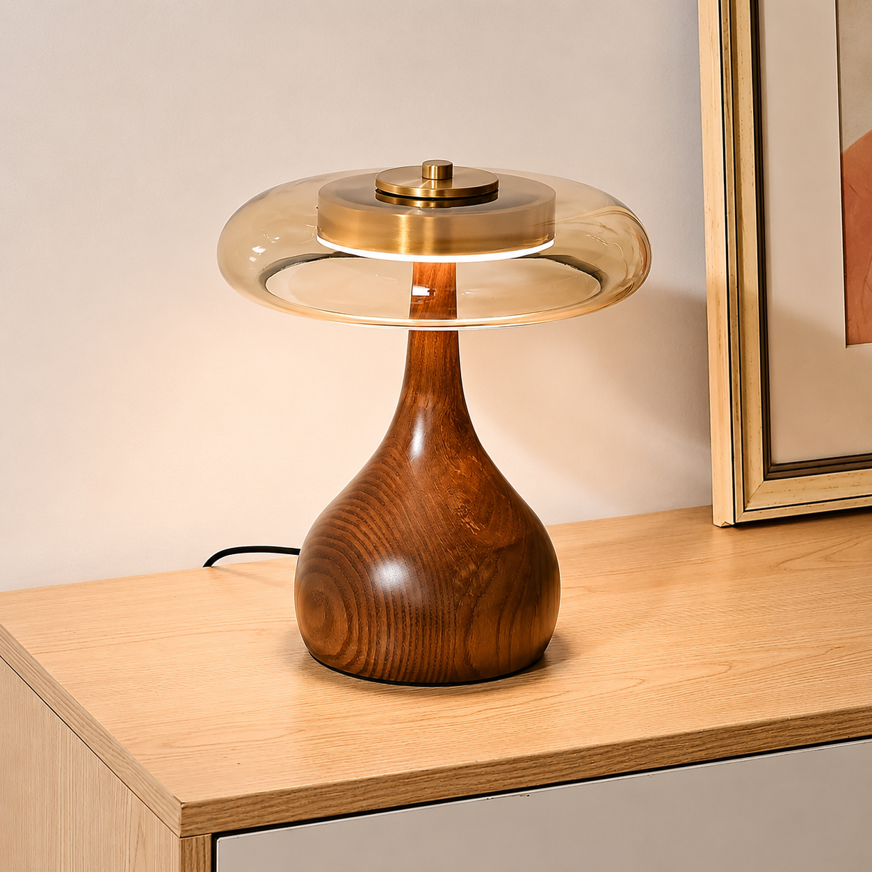 Bedside Table Lamp Glass Shade – Cozy Lighting