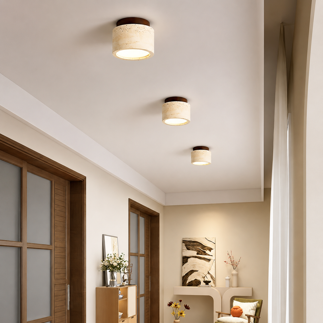 Travertine Ceiling Light