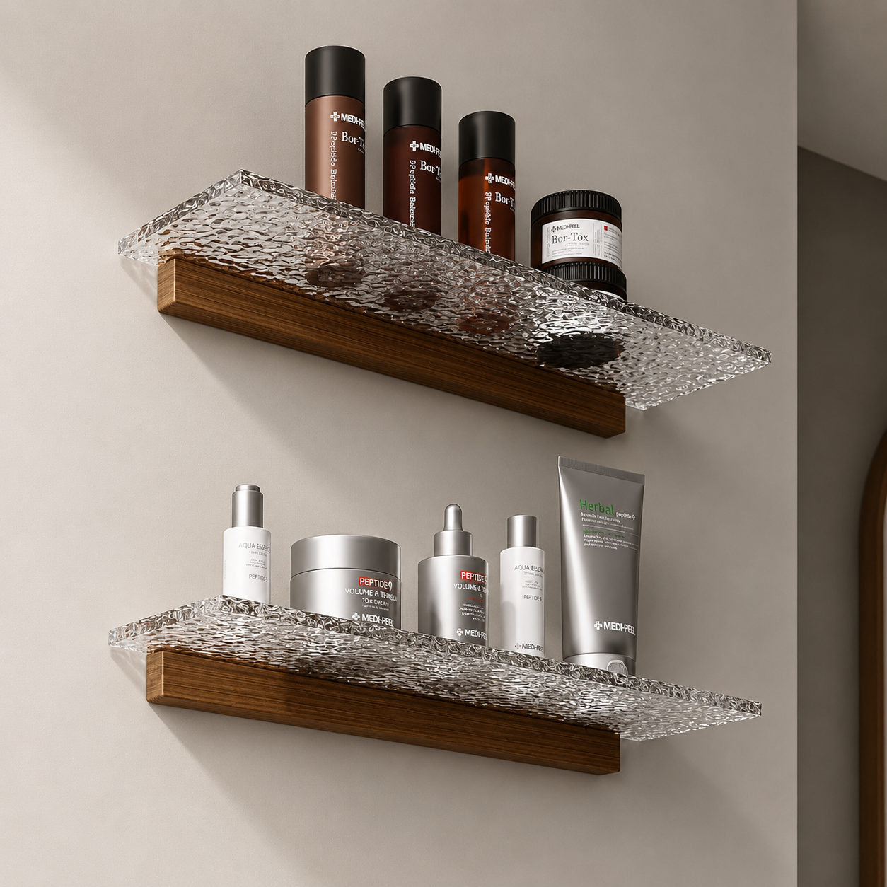 Wall Shelf Walnut Finish – Bathroom Storage Organizer