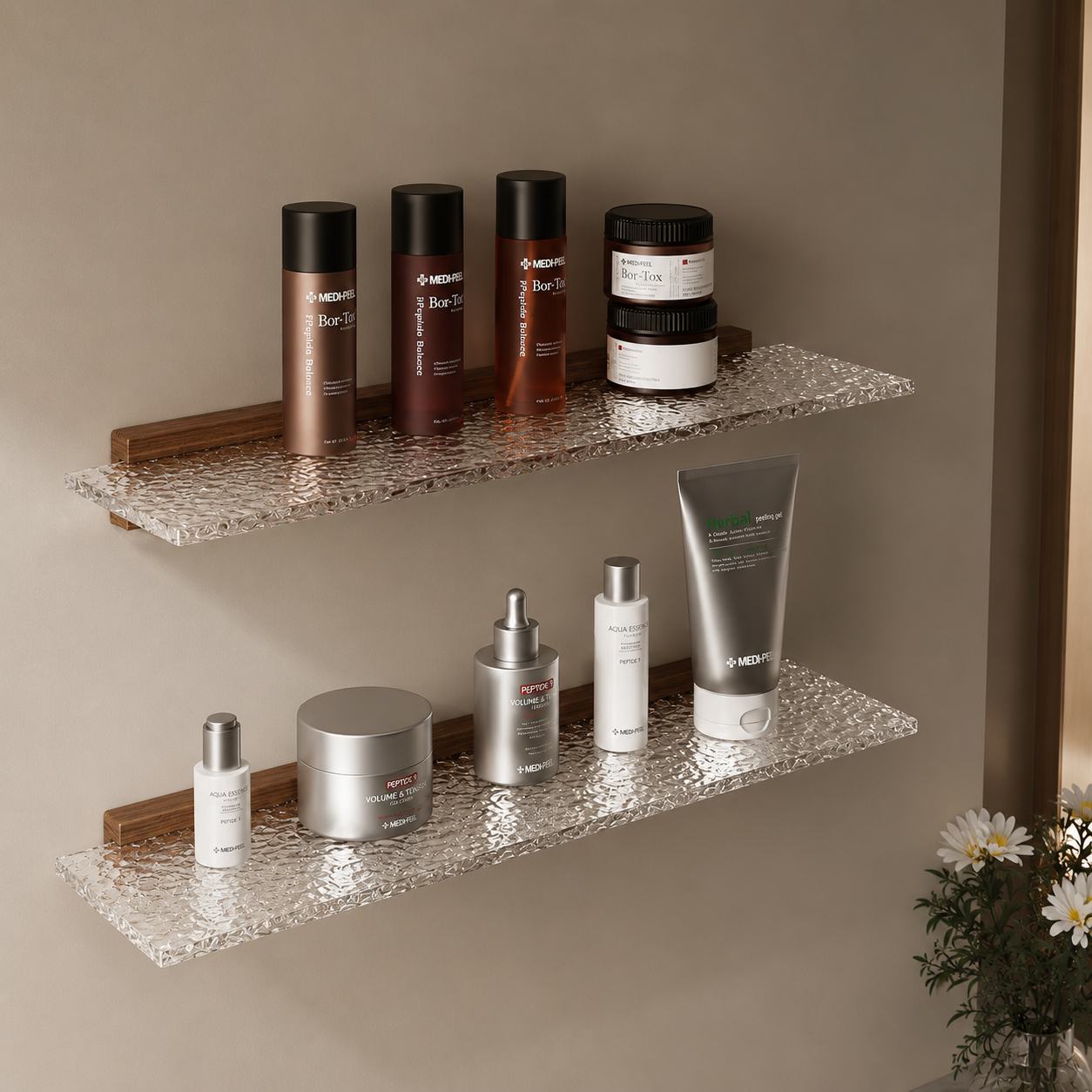 Wall Shelf Walnut Finish – Bathroom Storage Organizer