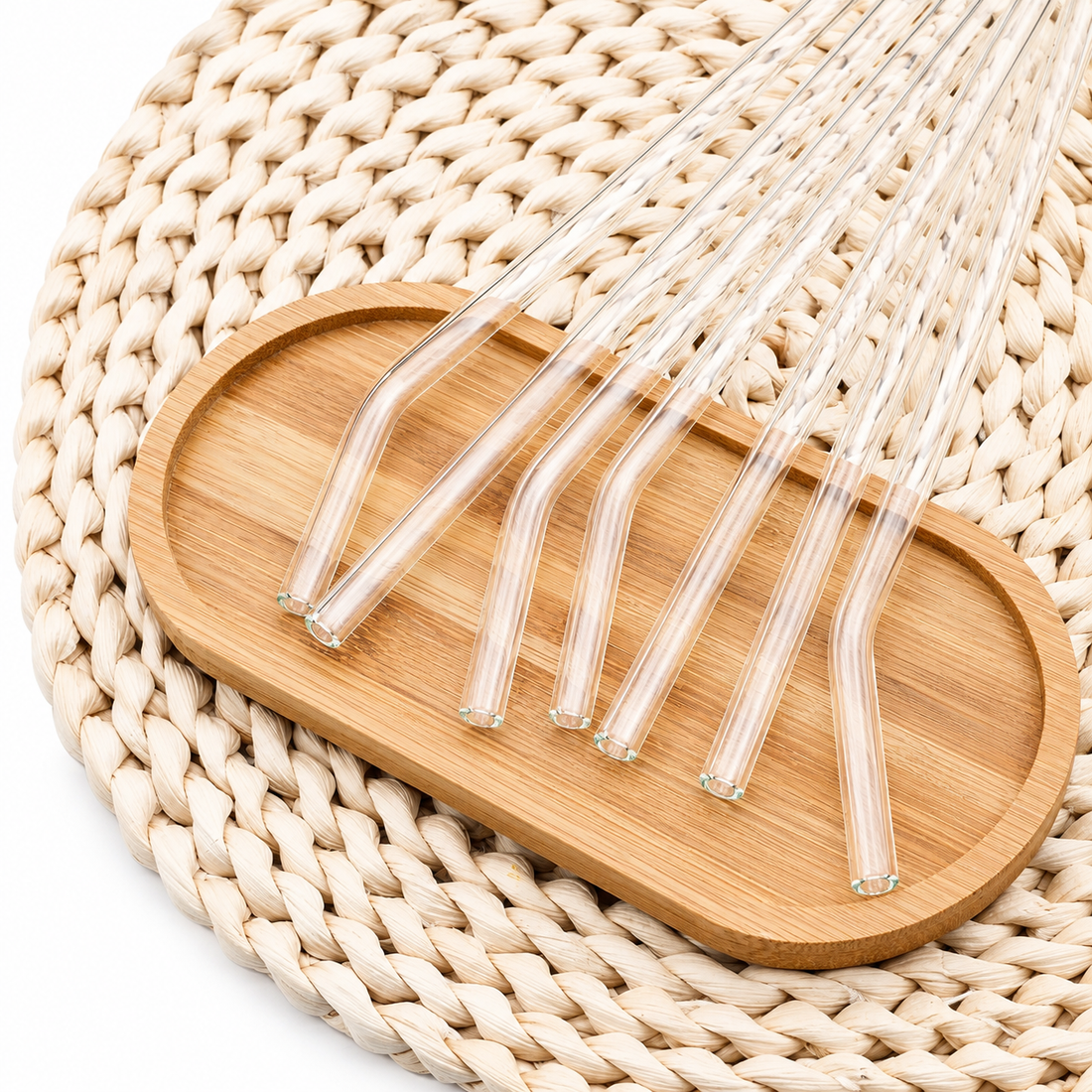 8 Pcs Glass Straw Set Reusable Drinking Straws