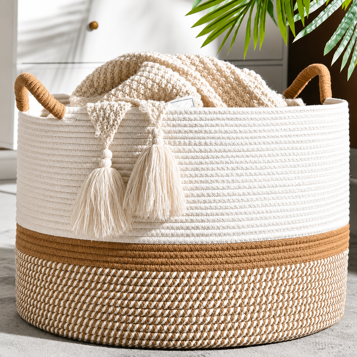 Woven Storage Basket Cotton Rope Organizer