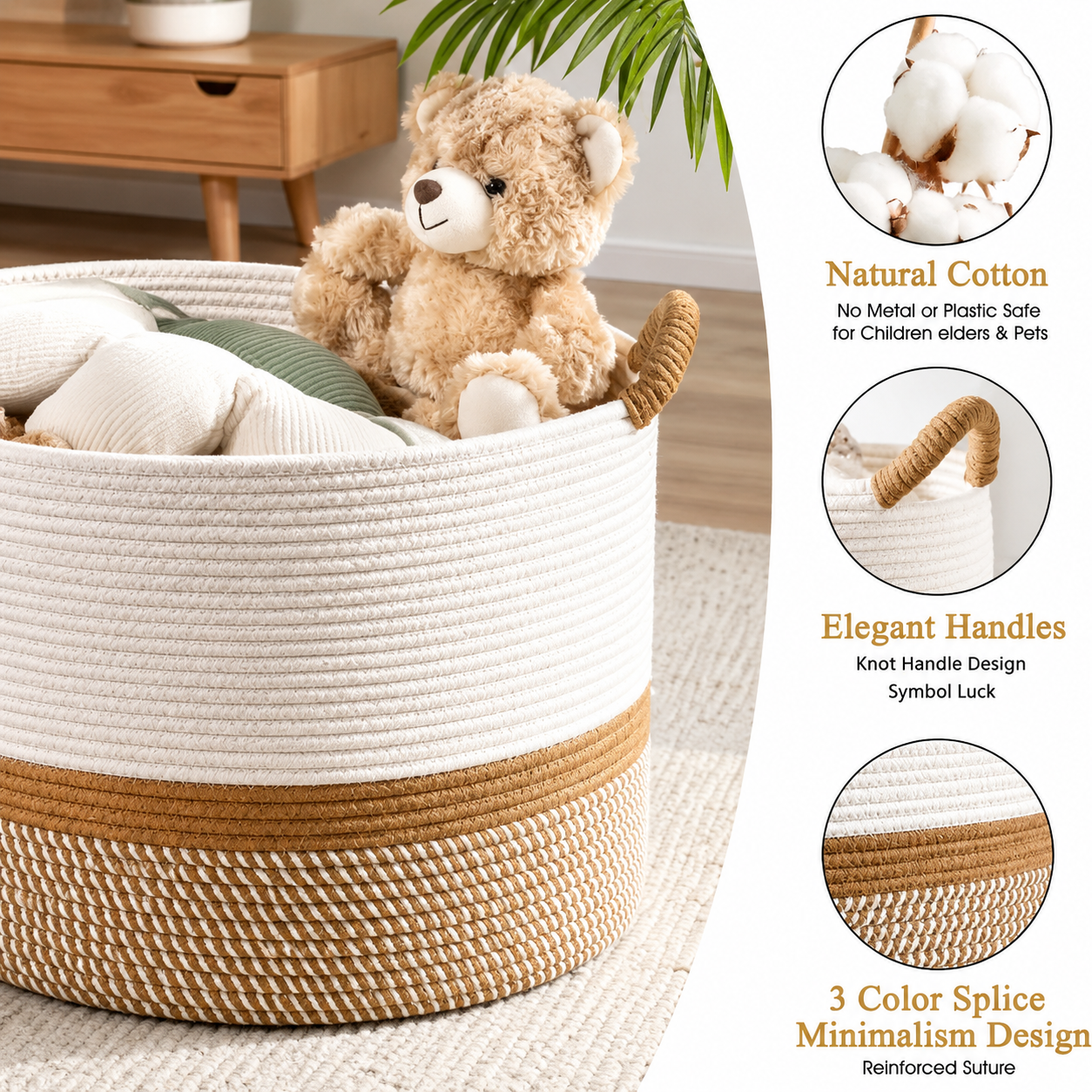 Woven Storage Basket Cotton Rope Organizer