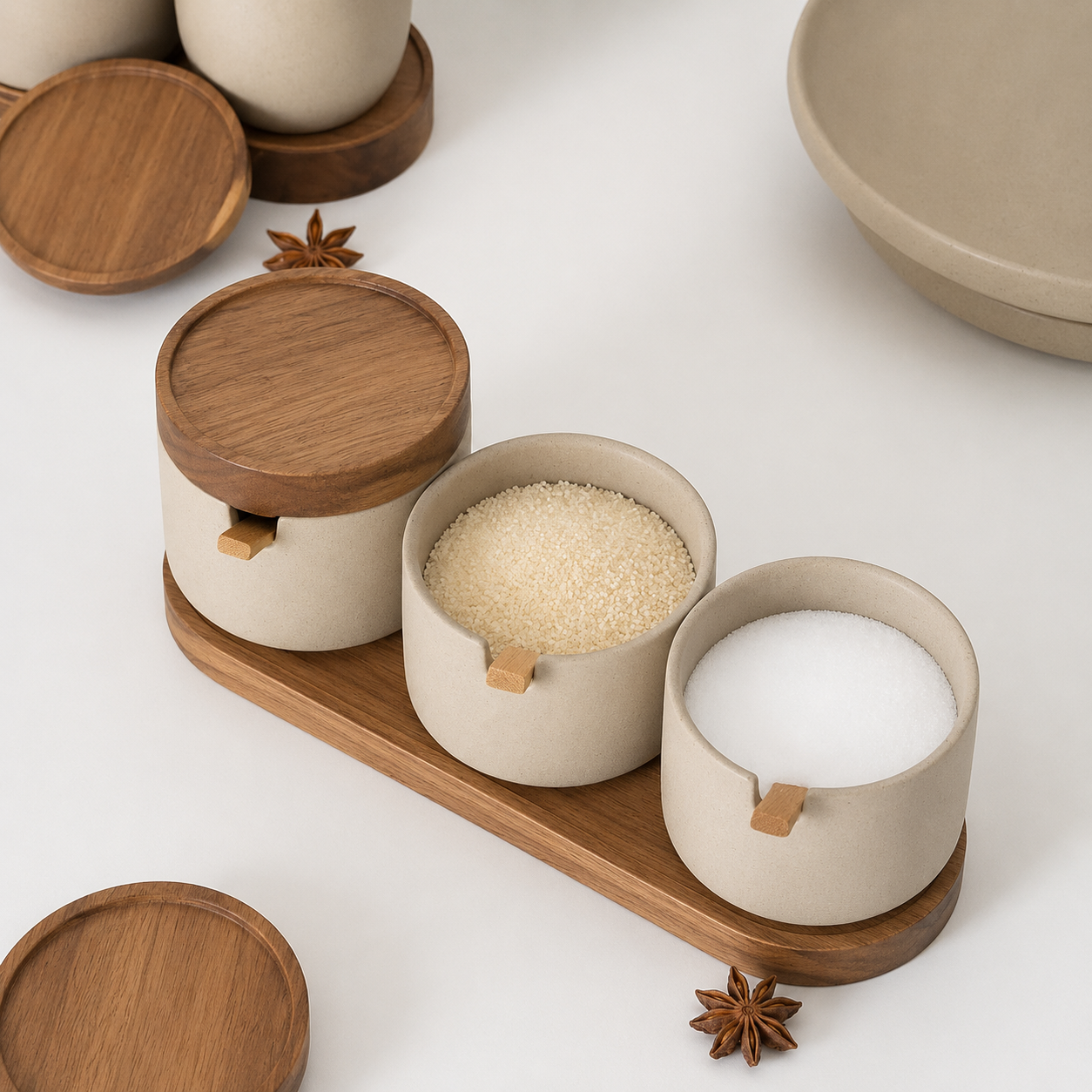 Ceramic Spice Jar Set Kitchen Seasoning Containers