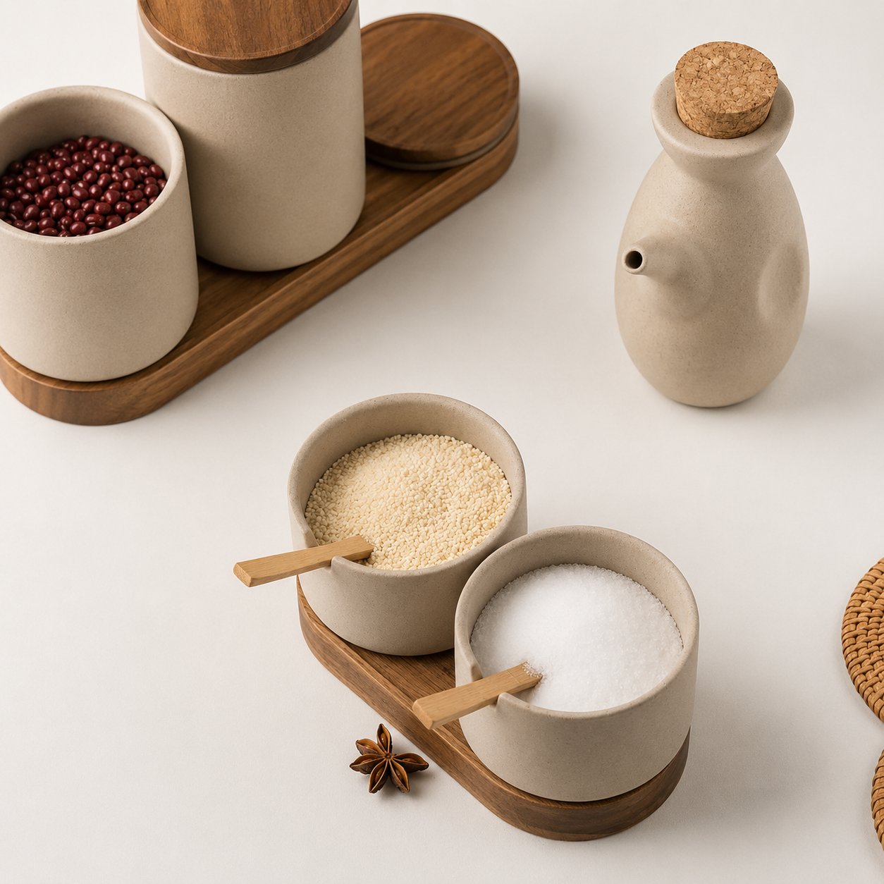 Ceramic Spice Jar Set Kitchen Seasoning Containers