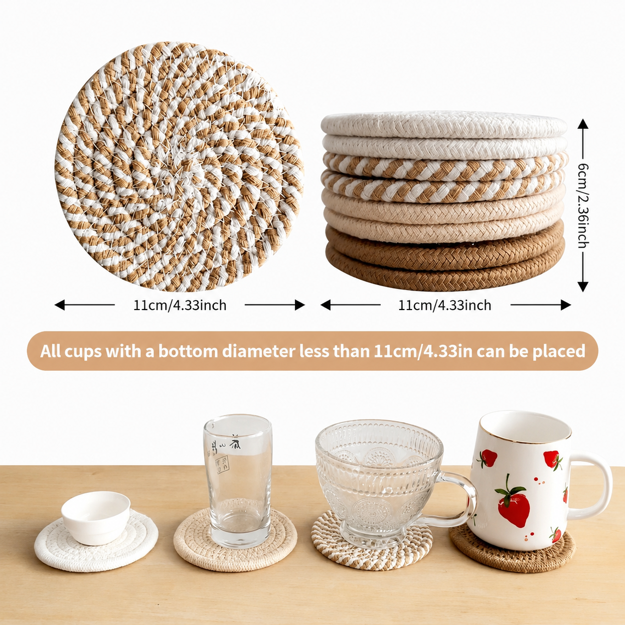 Cotton Drink Coasters Set of 4