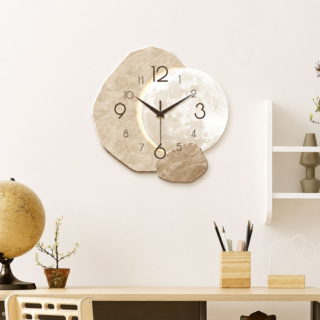Moon Wall Clock Modern Decor